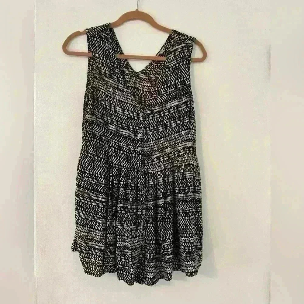 ECOTE Black White Printed Romper with Pockets Size S (F132)